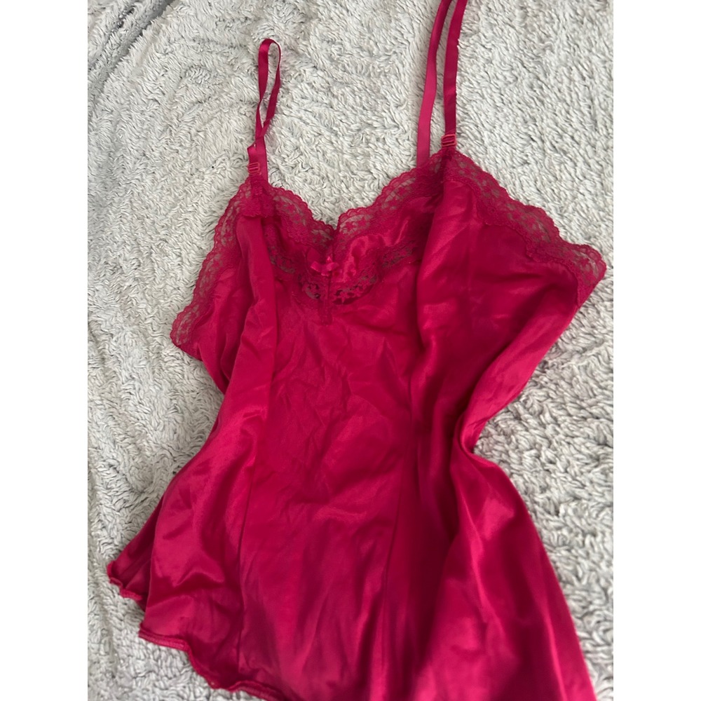 Secret‎ Accents Red Lace Trim Satin Cami Tank Top Layer S Coquette Fairy - Picture 11 of 12